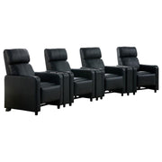 Toohey 7-piece Upholstered Home Theater Seating with 4 Recliners Black