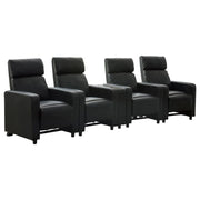 Toohey 5-piece Upholstered Home Theater Seating with 4 Recliners Black