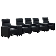 Toohey 7-piece Upholstered Home Theater Seating with 5 Recliners Black