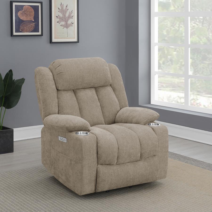 Houston Upholstered Power Lift Recliner Camel
