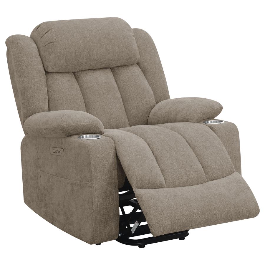 Houston Upholstered Power Lift Recliner Camel