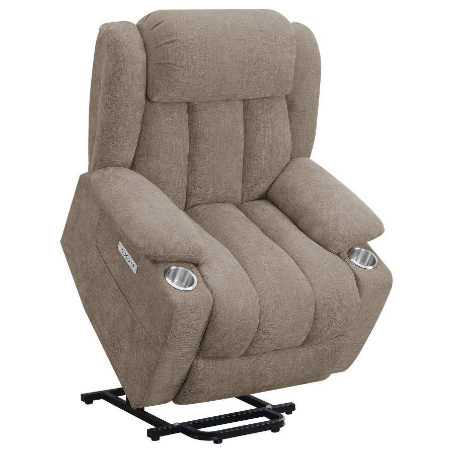 Houston Upholstered Power Lift Recliner Camel