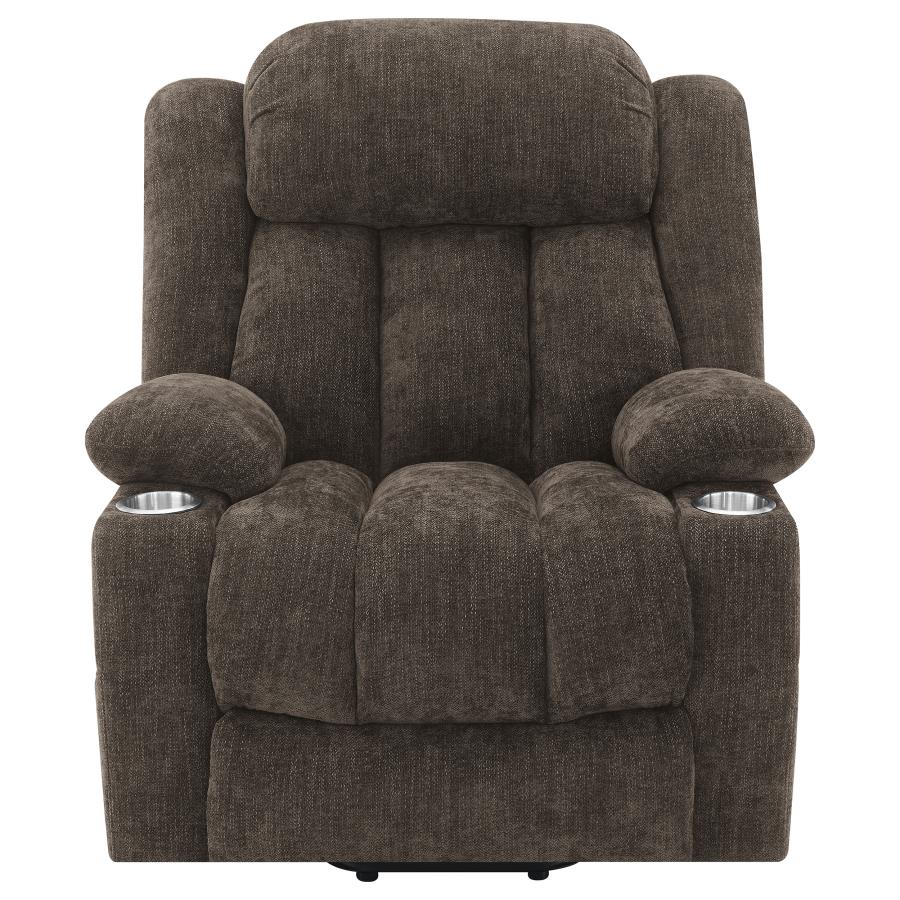 Houston Upholstered Power Lift Recliner Dark Brown