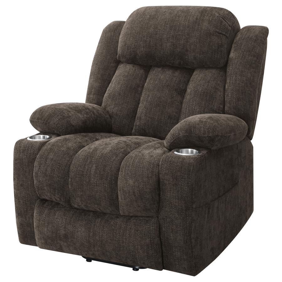 Houston Upholstered Power Lift Recliner Dark Brown