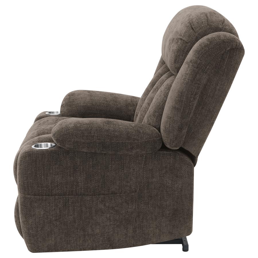 Houston Upholstered Power Lift Recliner Dark Brown