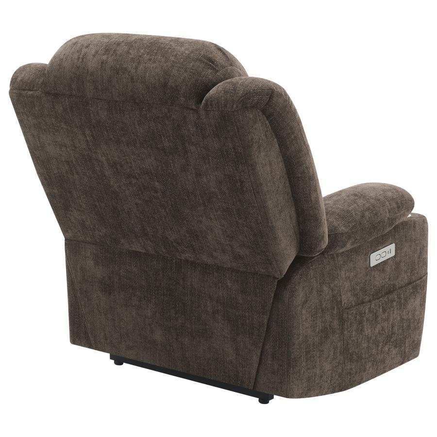 Houston Upholstered Power Lift Recliner Dark Brown