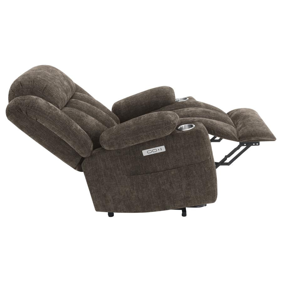 Houston Upholstered Power Lift Recliner Dark Brown