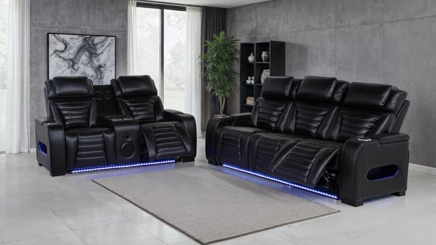 Zuma 2-Piece Dual Power Reclining Sofa Set with Bluetooth Black