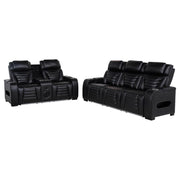 Zuma 2-piece Faux Leather Dual Power LED Sofa Set Black