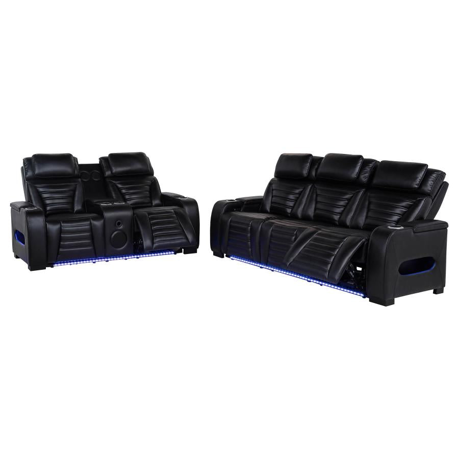 Zuma 2-Piece Dual Power Reclining Sofa Set with Bluetooth Black