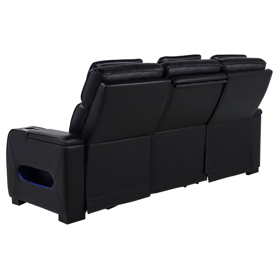 Zuma 2-piece Faux Leather Dual Power LED Sofa Set Black