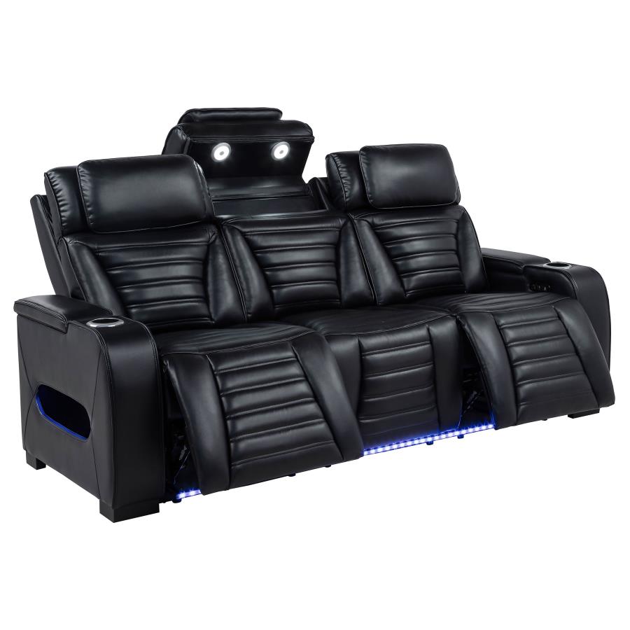 Zuma 2-Piece Dual Power Reclining Sofa Set with Bluetooth Black