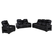Zuma 3-piece Faux Leather Dual Power LED Sofa Set Black