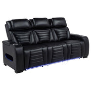 Zuma Dual Power Reclining Sofa with Reading Lights and Storage Black