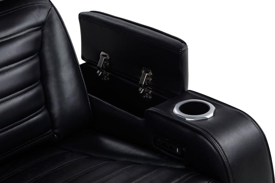 Zuma Dual Power Reclining Loveseat with Bluetooth and Storage Black