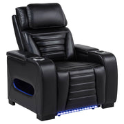 Zuma Dual Power Recliner with Cupholder Storage and LED Lighting Black