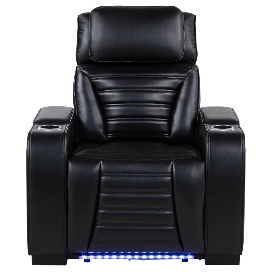 Zuma Dual Power Recliner with Cupholder Storage and LED Lighting Black