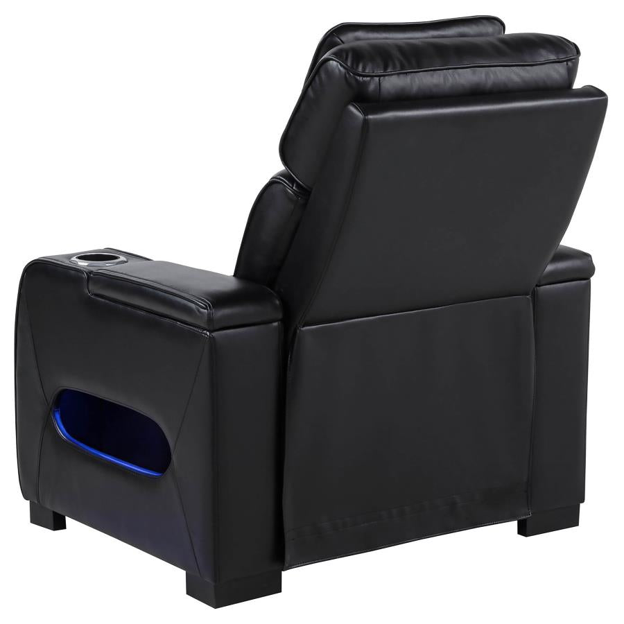 Zuma Dual Power Recliner with Cupholder Storage and LED Lighting Black