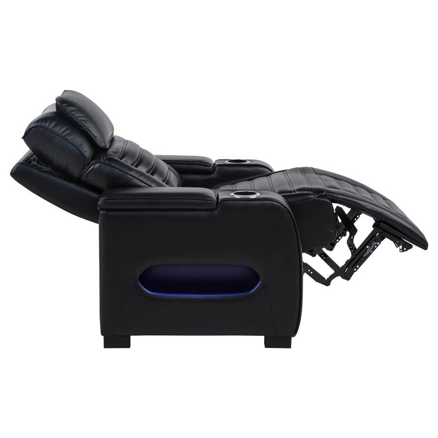 Zuma Dual Power Recliner with Cupholder Storage and LED Lighting Black