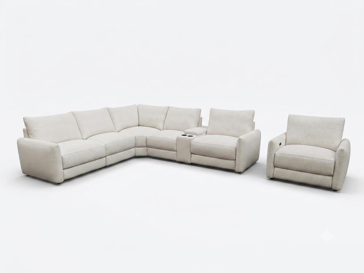 Valle 5-Piece L-Shaped Modular Power Reclining Sectional Pearl