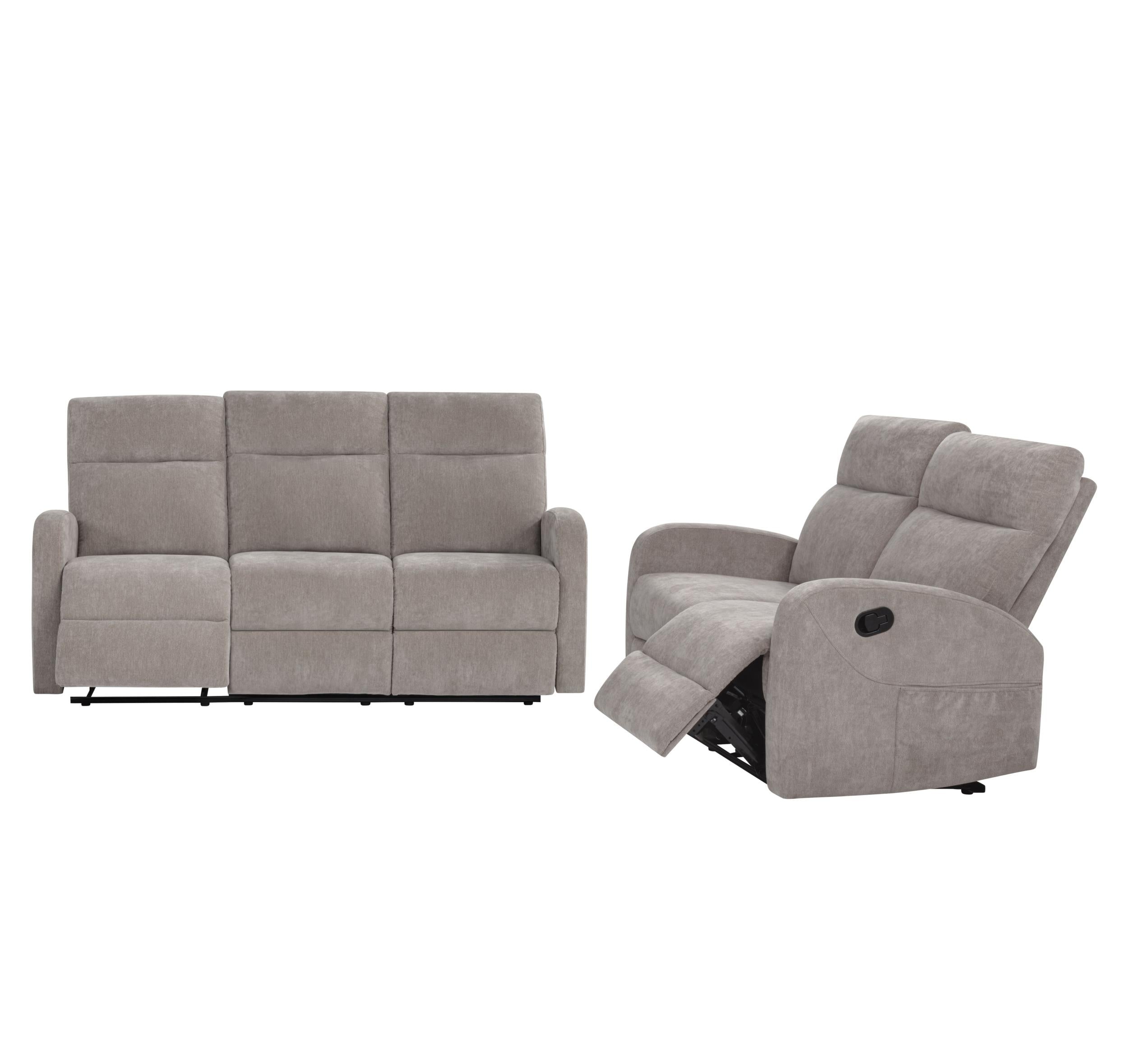 Hamilton 2-piece Chenille Manual Reclining Sofa Set Sand