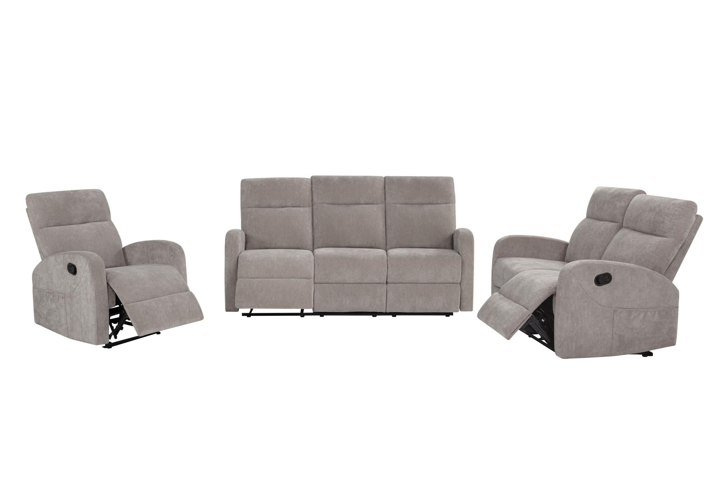 Hamilton 3-piece Chenille Manual Reclining Sofa Set Sand