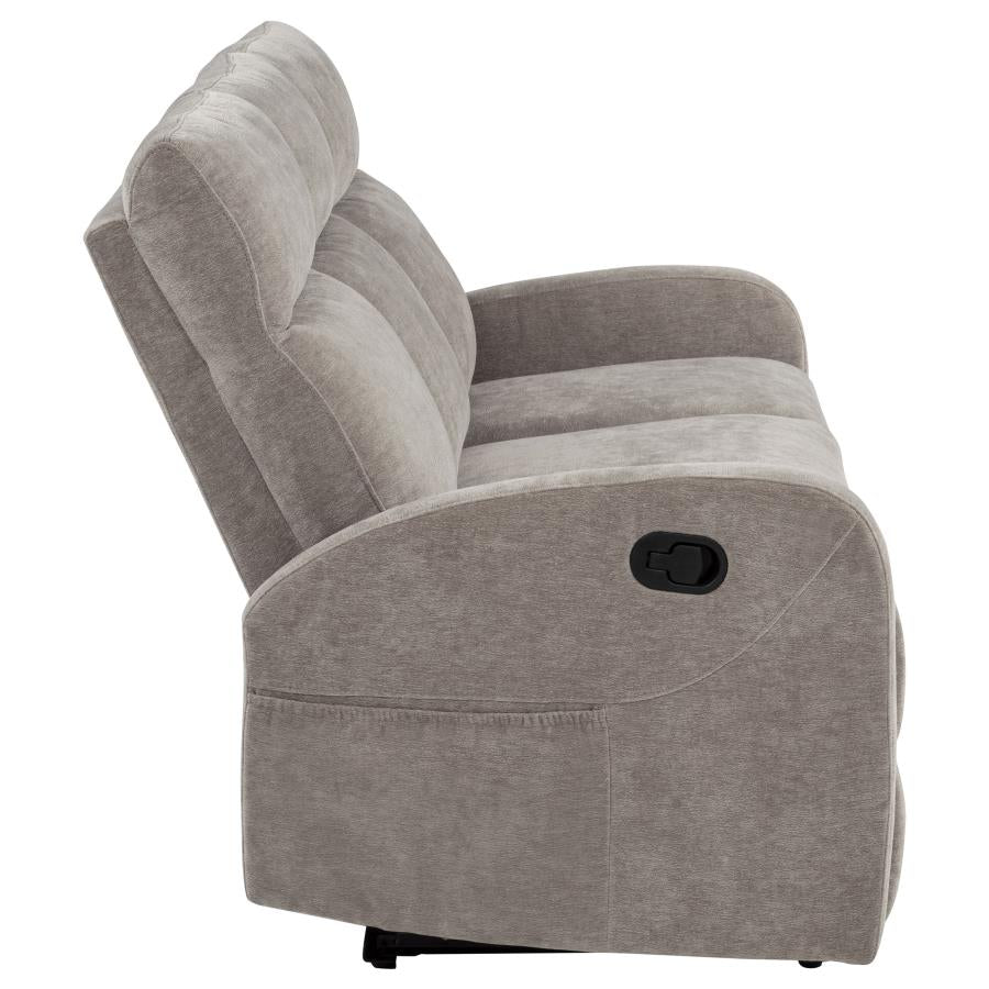 Hamilton Chenille Upholstered Manual Reclining Sofa Sand