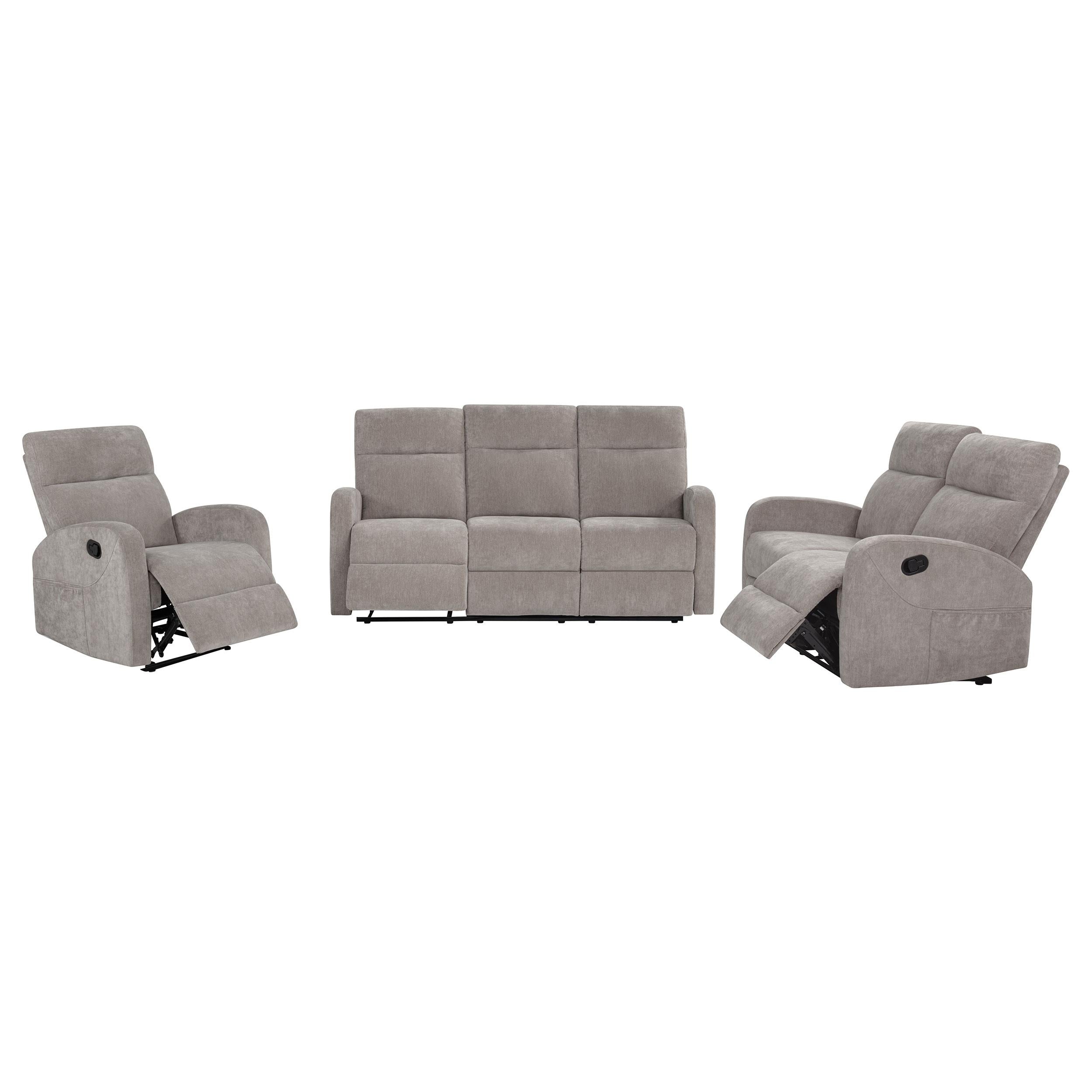 Hamilton Chenille Upholstered Manual Reclining Sofa Sand