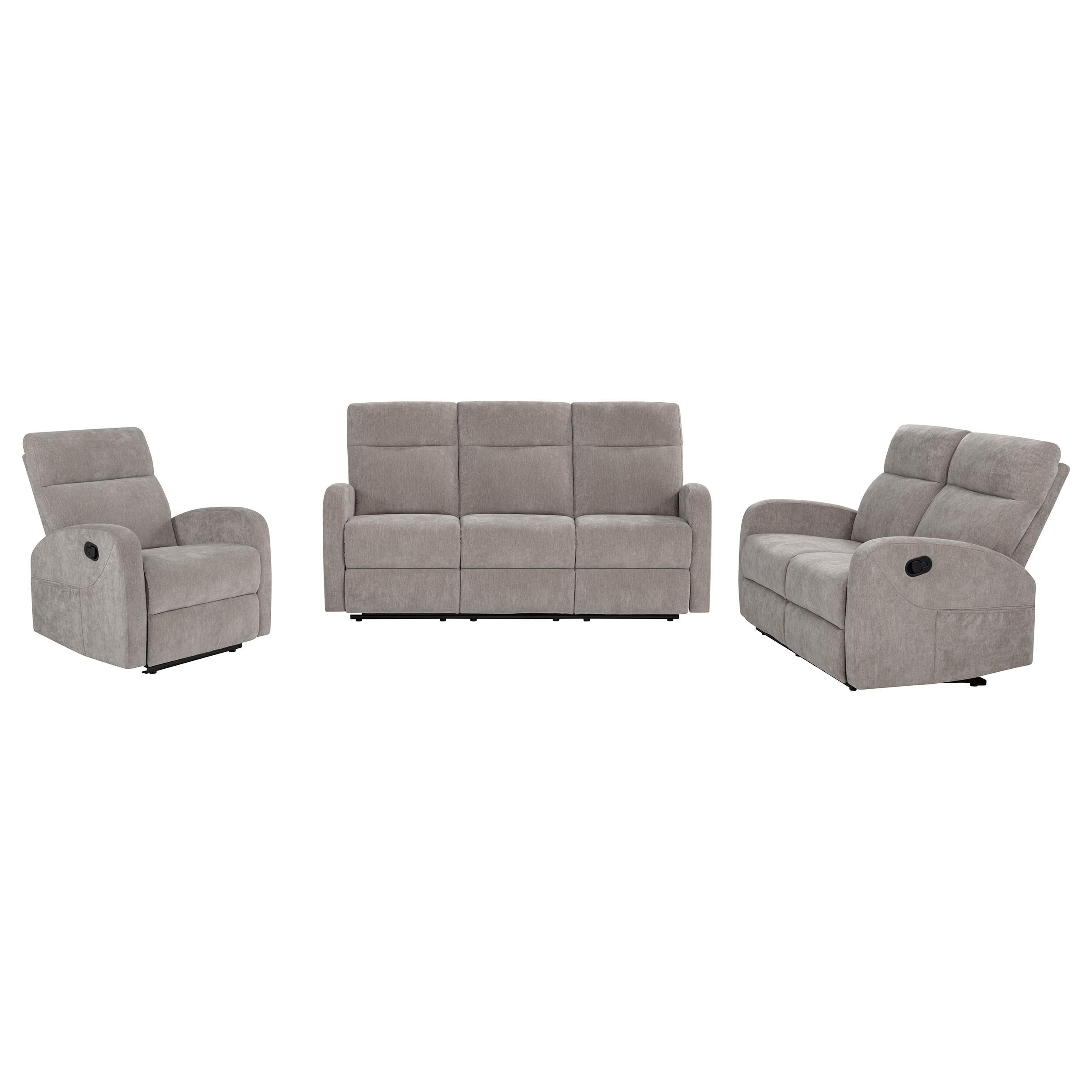 Hamilton Chenille Upholstered Manual Reclining Sofa Sand