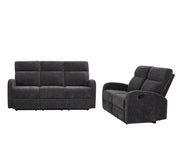 Hamilton 2-piece Chenille Manual Reclining Sofa Set Charcoal Grey