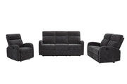 Hamilton 3-piece Chenille Manual Reclining Sofa Set Charcoal Grey