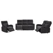 Hamilton Chenille Upholstered Manual Reclining Sofa Charcoal Grey