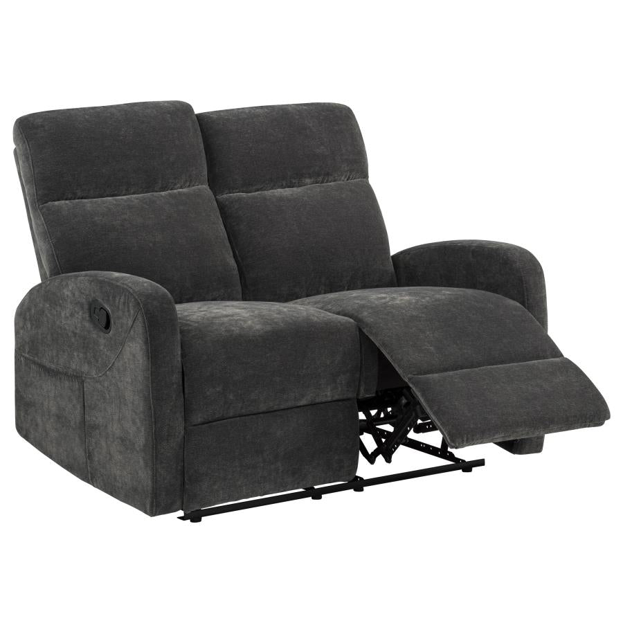 Hamilton Chenille Upholstered Manual Reclining Loveseat Charcoal Grey