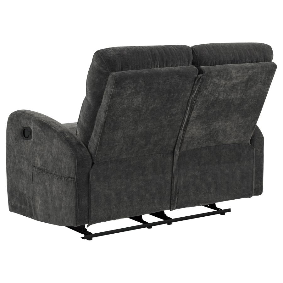 Hamilton Chenille Upholstered Manual Reclining Loveseat Charcoal Grey