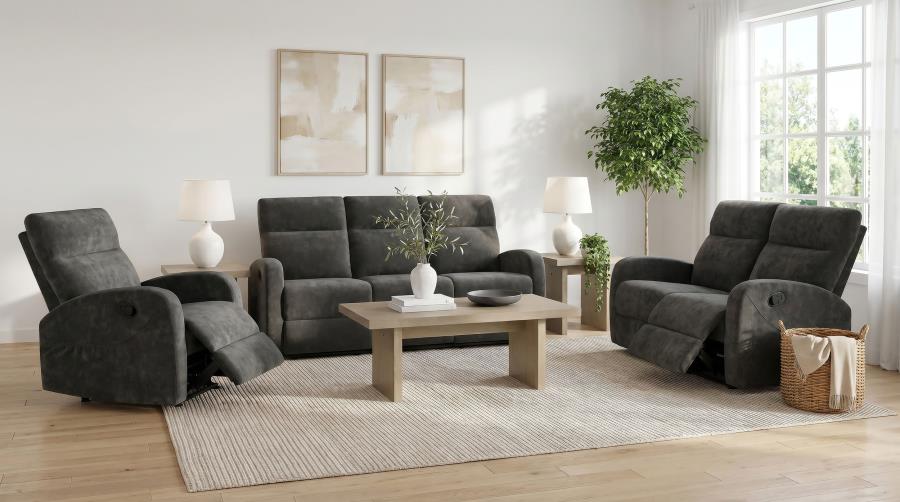 Hamilton Chenille Upholstered Manual Reclining Loveseat Charcoal Grey