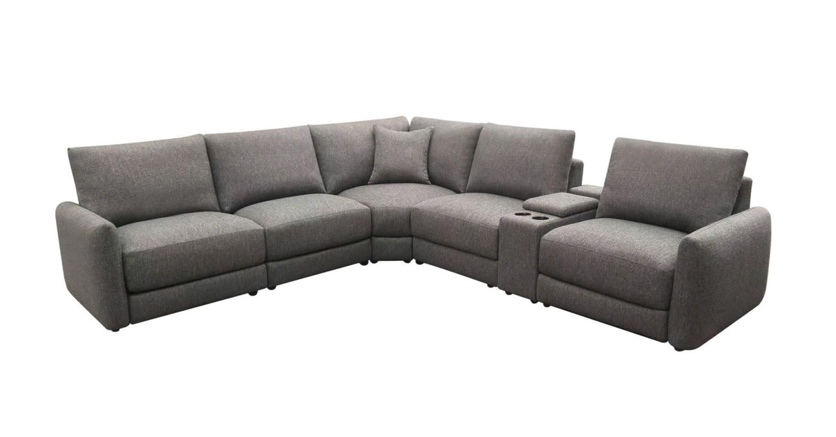 Valle 6-Piece L-Shaped Power Reclining Sectional with Console Mocha
