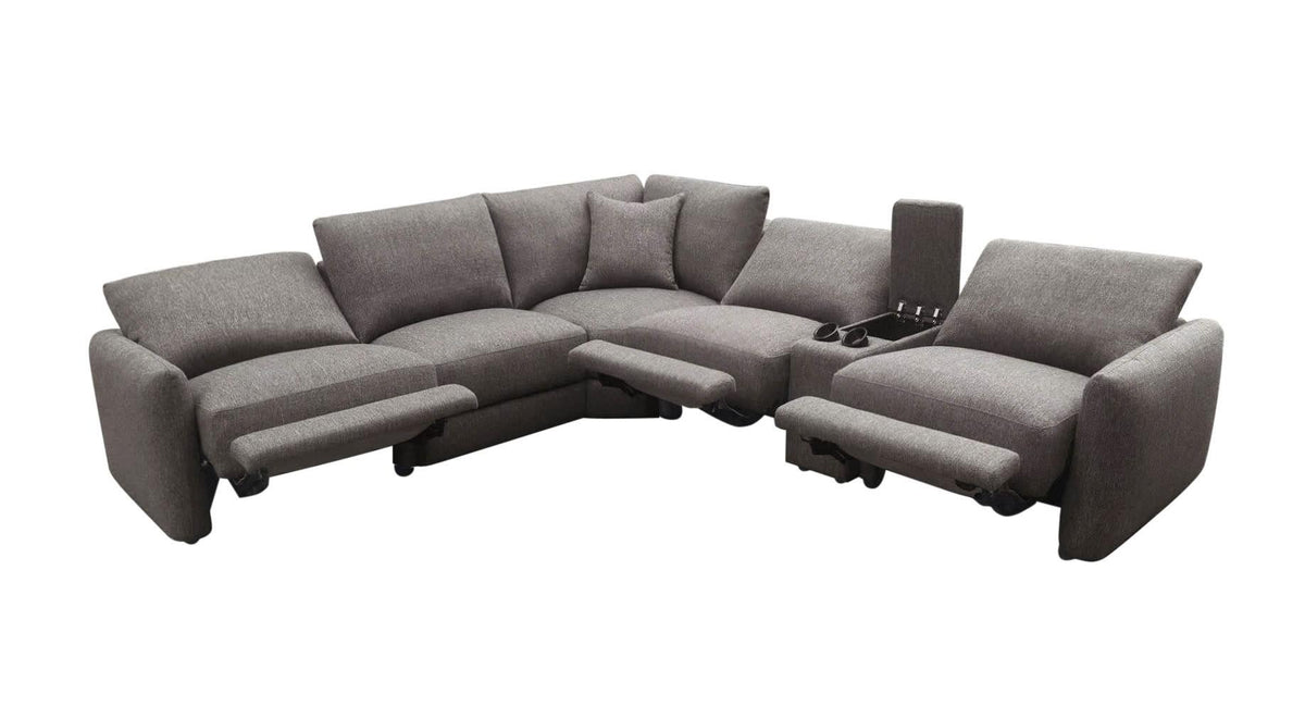 Valle 6-Piece L-Shaped Power Reclining Sectional with Console Mocha