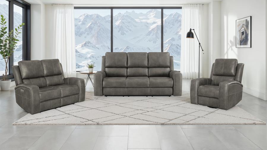 Brickston 3-piece Triple Power Reclining Sofa Set Charcoal