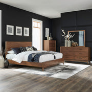Century Modern King California Platform Bed, Dresser & Mirror, Chest