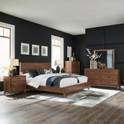 Century Modern King California Platform Bed, Dresser & Mirror, Chest, Nightstand