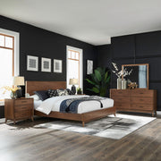 Century Modern King California Platform Bed, Dresser & Mirror, Nightstand