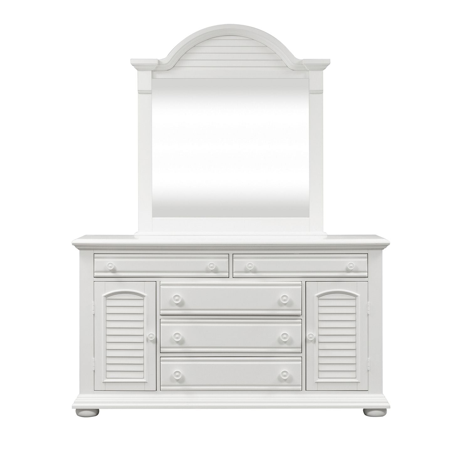 Summer House Queen Panel Bed, Dresser & Mirror, Chest