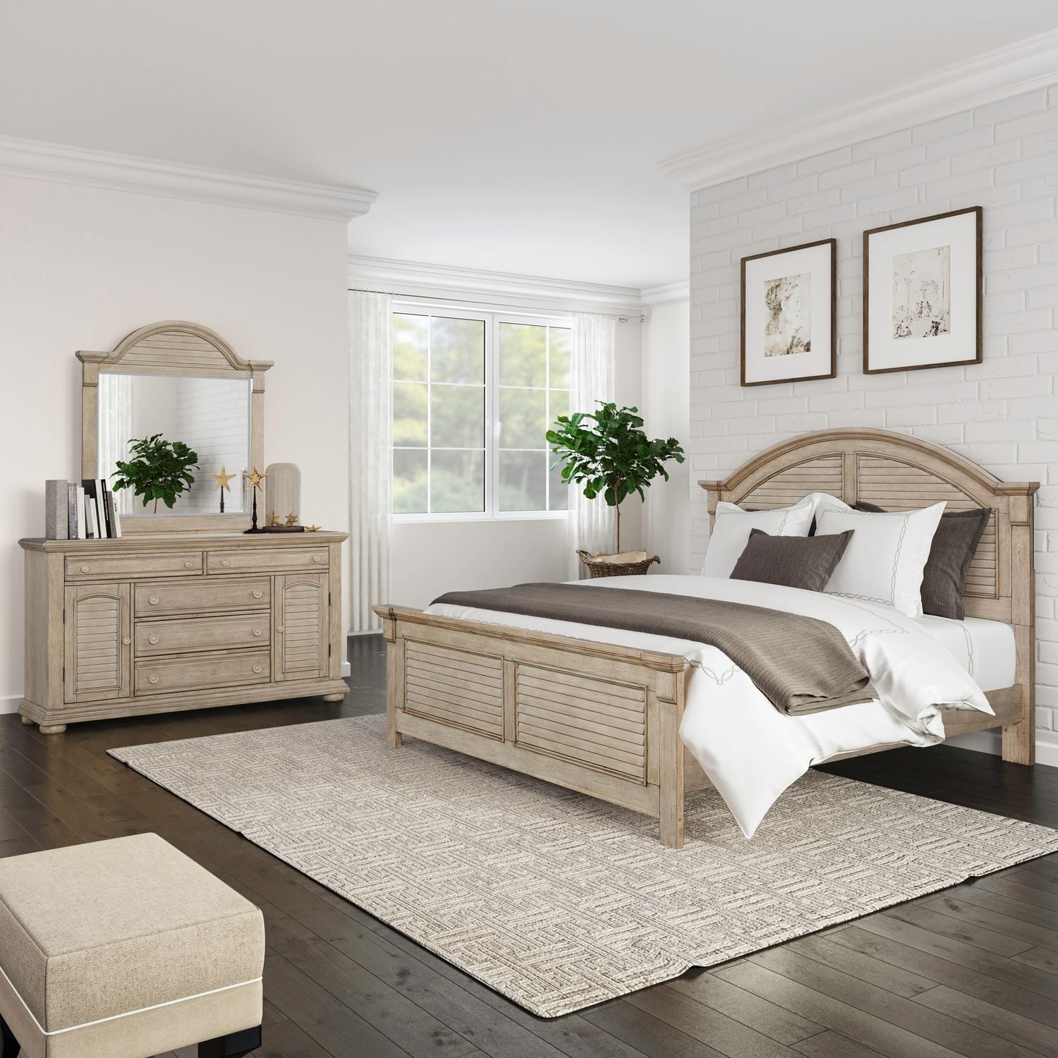 Summer House King Panel Bed, Dresser & Mirror