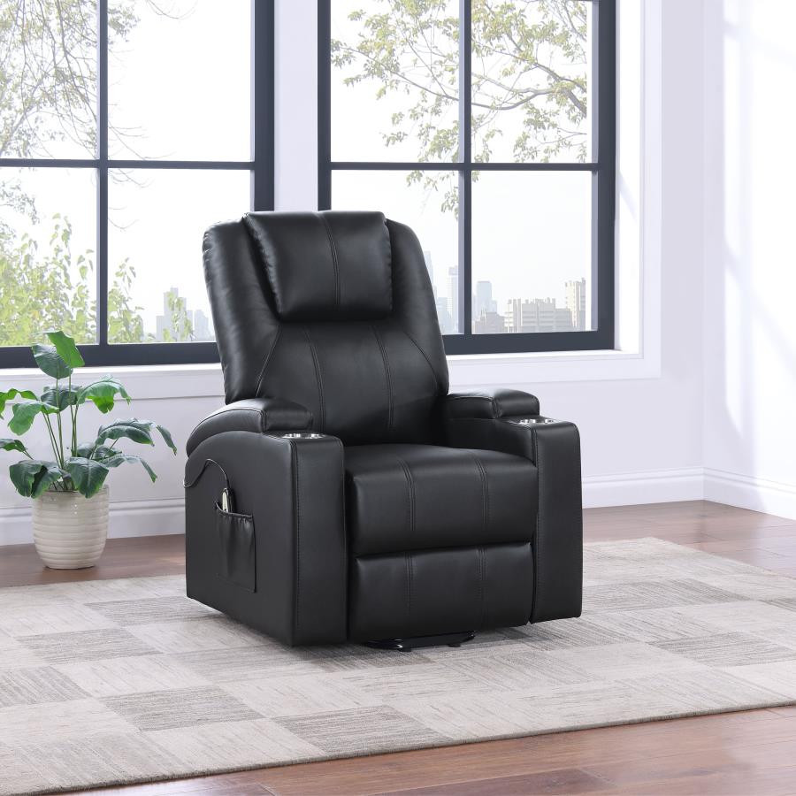 Armstrong Tufted Faux Leather Power Lift Massage Recliner Espresso