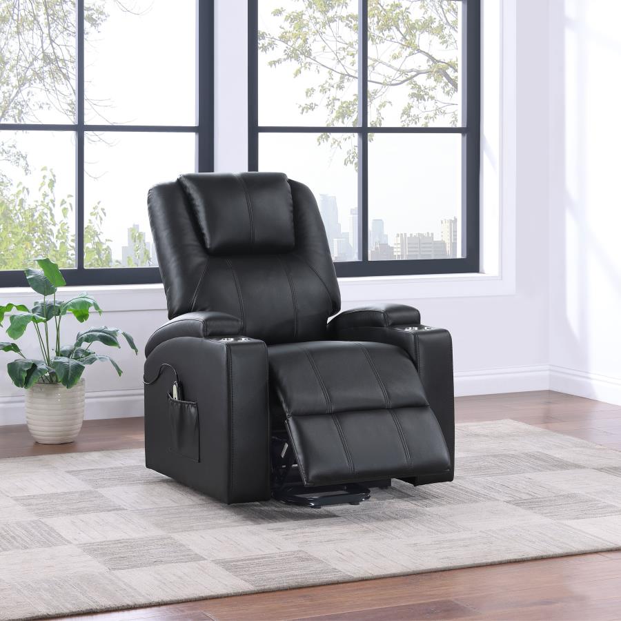 Armstrong Tufted Faux Leather Power Lift Massage Recliner Espresso