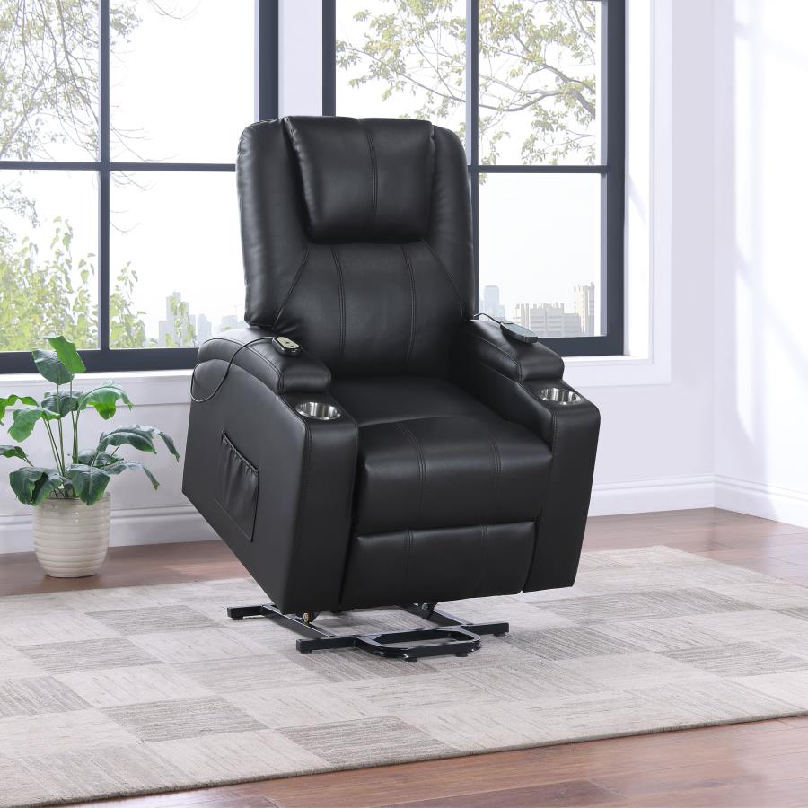 Armstrong Tufted Faux Leather Power Lift Massage Recliner Espresso