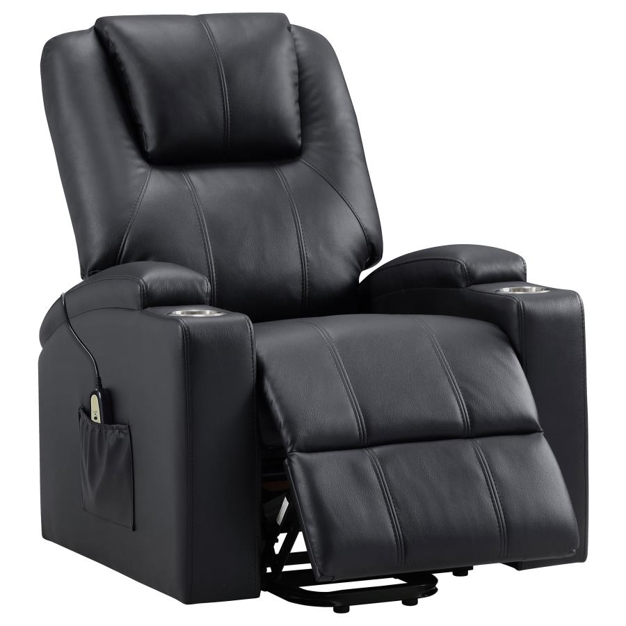 Armstrong Channeled Faux Leather Power Lift Massage Recliner Espresso