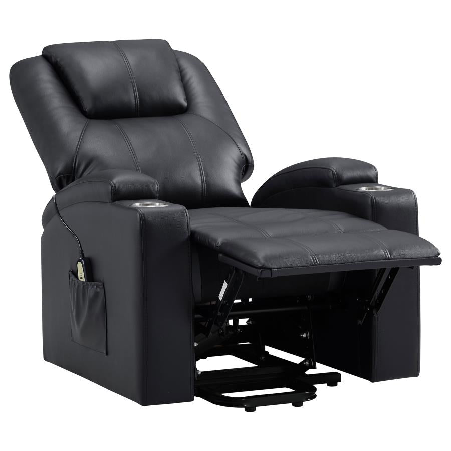 Armstrong Channeled Faux Leather Power Lift Massage Recliner Espresso