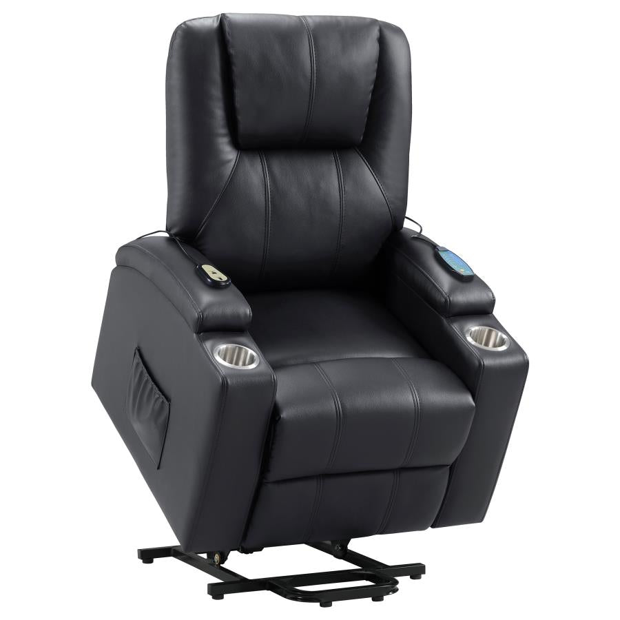 Armstrong Upholstered Power Lift Massage Recliner Espresso