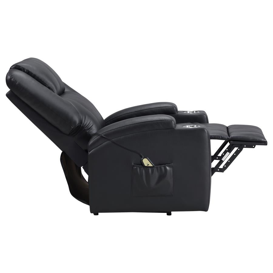 Armstrong Tufted Faux Leather Power Lift Massage Recliner Espresso